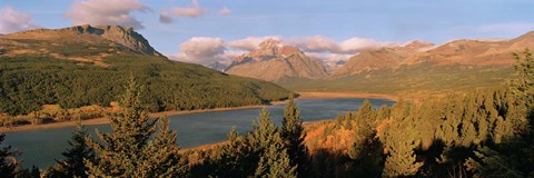 Framed High angle view of a river passing through a field, US Glacier National Park, Montana, USA Print