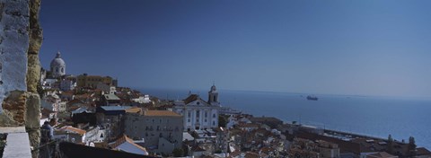 Framed High angle view of a city viewed from a tower, Alfama, Lisbon, Portugal Print