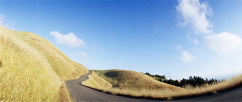 Framed Curved road on the mountain, Marin County, California, USA Print