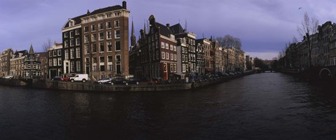 Framed Buildings along a canal, Amsterdam, Netherlands Print