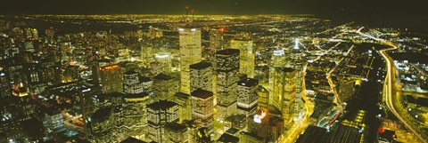 Framed High angle view of a city lit up at night, View from CN Tower, Toronto, Ontario, Canada Print