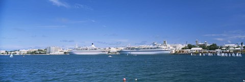 Framed Cruise ships docked at a harbor, Hamilton, Bermuda Print