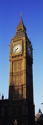 Framed Low angle view of a clock tower, Big Ben, Houses of Parliament, London, England Print