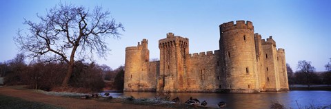 Framed Moat around a castle, Bodiam Castle, East Sussex, England Print