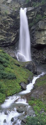 Framed Waterfall in a forest, Sass Grund, Switzerland Print