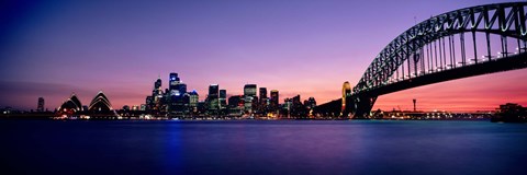 Framed Bridge across the sea, Sydney Opera House, Sydney Harbor Bridge, Milsons Point, Sydney, New South Wales, Australia Print