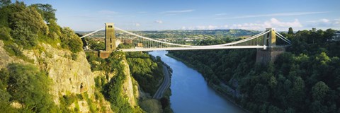 Framed Bridge across a river, Clifton Suspension Bridge, Avon Gorge, Bristol, England Print