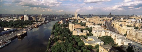 Framed Aerial view of a city, Moscow, Russia Print