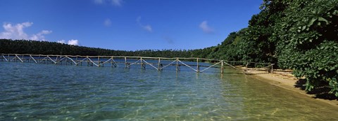 Framed Dock in the sea, Vava&#39;u, Tonga, South Pacific Print