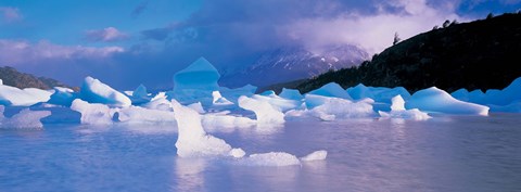 Framed Icebergs floating on water, Lago Grey, Patagonia, Chile Print