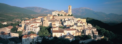 Framed High angle view of a town, Goriano Sicoli, L&#39;Aquila Province, Abruzzo, Italy Print