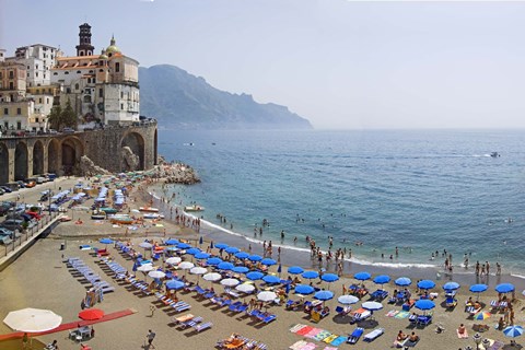 Framed Houses on the sea coast, Amalfi Coast, Atrani, Salerno, Campania, Italy Print