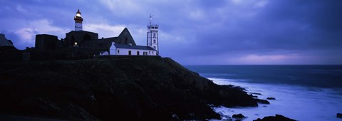 Framed Lighthouse at the seaside, Pointe Saint Mathieu, Finistere, Brittany, France Print