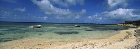 Framed Boats in the sea, North coast of Antigua, Antigua and Barbuda Print