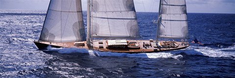 Framed Sailboat in the sea, Antigua (horizontal) Print