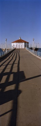 Framed Hut on a pier, Manhattan Beach Pier, Manhattan Beach, Los Angeles County, California (vertical) Print