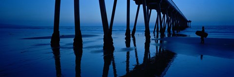 Framed Silhouette of a pier, Hermosa Beach Pier, Hermosa Beach, California, USA Print