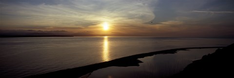 Framed Sunset over the sea, Ebey&#39;s Landing National Historical Reserve, Whidbey Island, Island County, Washington State, USA Print