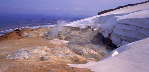 Framed Panoramic view of a geothermal area, Kverkfjoll, Vatnajokull, Iceland Print