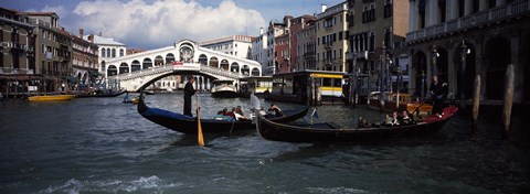 Framed Tourists on gondolas, Grand Canal, Venice, Veneto, Italy Print