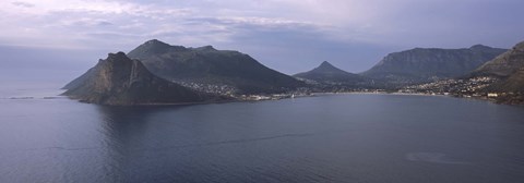 Framed Town surrounded by mountains, Hout Bay, Cape Town, Western Cape Province, Republic of South Africa Print