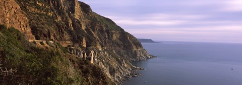 Framed Rock formations on the coast, Mt Chapman&#39;s Peak, Cape Town, Western Cape Province, South Africa Print