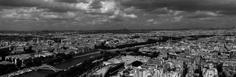 Framed Aerial view of a river passing through a city, Seine River, Paris, Ile-de-France, France Print