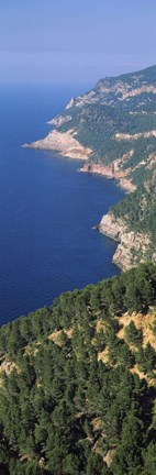 Framed High angle view of a coastline, Mirador De Ricardo Roca, Serra De Tramuntana, Majorca, Balearic Islands, Spain Print