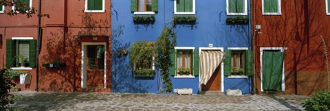 Framed Facade of houses, Burano, Veneto, Italy Print