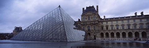 Framed Pyramid in front of a museum, Louvre Pyramid, Musee Du Louvre, Paris, France Print