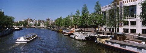 Framed Opera house at the waterfront, Amstel River, Stopera, Amsterdam, Netherlands Print