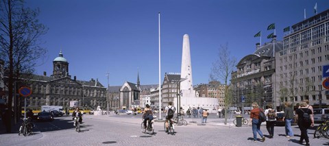 Framed Group of people at a town square, Dam Square, Amsterdam, Netherlands Print