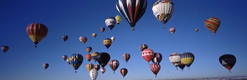 Framed Hot air balloons floating in sky, Albuquerque International Balloon Fiesta, Albuquerque, Bernalillo County, New Mexico, USA Print