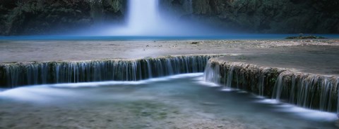 Framed Waterfall in a forest, Mooney Falls, Havasu Canyon, Havasupai Indian Reservation, Grand Canyon National Park, Arizona, USA Print