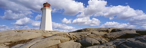 Framed Low Angle View Of A Lighthouse, Peggy's Cove, Nova Scotia, Canada Print