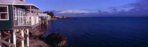 Framed Cabanas on the beach, Bermuda Print