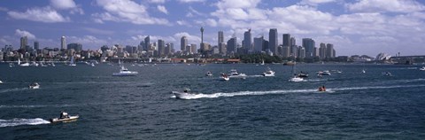 Framed Boats in the sea, Sydney Harbor, Sydney, New South Wales, Australia Print