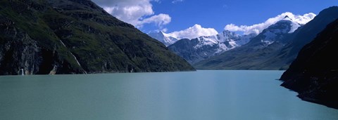 Framed Mountain at the lakeside, Grande Dixence Dam, Valais Canton, Switzerland Print