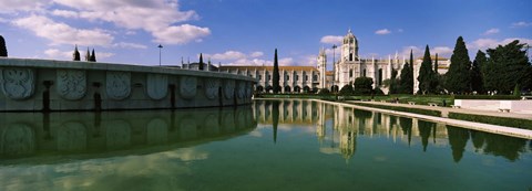 Framed Gardens Infront of Mosteiro Dos Jeronimos, Lisbon, Portugal Print