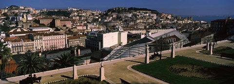 Framed View of city and hill top, Alfama, Lisbon, Portugal Print