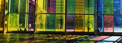 Framed Multi-colored glass in a convention center, Palais De Congres De Montreal, Montreal, Quebec, Canada Print