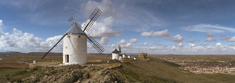 Framed Traditional windmill on a hill, Consuegra, Toledo, Castilla La Mancha, Toledo province, Spain Print