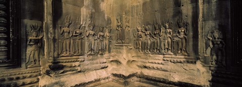 Framed Carvings  in a temple, Angkor Wat, Cambodia Print