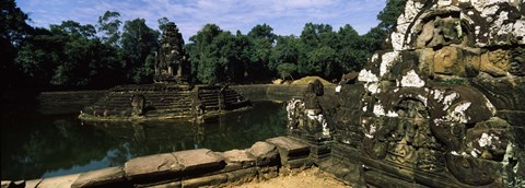 Framed Statues in a temple, Neak Pean, Angkor, Cambodia Print