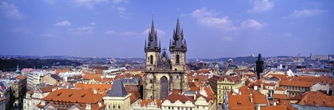Framed Church in a city, Tyn Church, Prague Old Town Square, Prague, Czech Republic Print