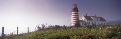 Framed Low angle view of a lighthouse, West Quoddy Head lighthouse, Lubec, Washington County, Maine, USA Print