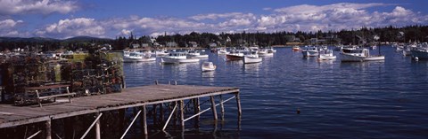 Framed Boats in the sea, Bass Harbor, Hancock County, Maine, USA Print