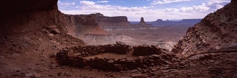 Framed Stone circle on an arid landscape, False Kiva, Canyonlands National Park, San Juan County, Utah, USA Print