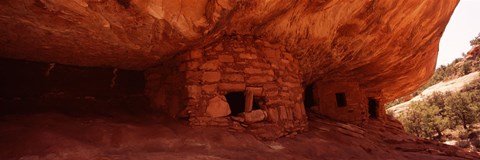 Framed Dwelling structures on a cliff, Anasazi Ruins, Mule Canyon, Utah, USA Print