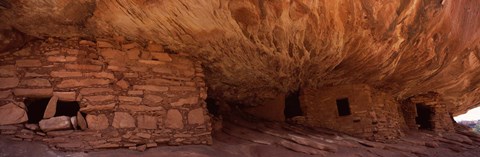 Framed Dwelling structures on a cliff, House Of Fire, Anasazi Ruins, Mule Canyon, Utah, USA Print